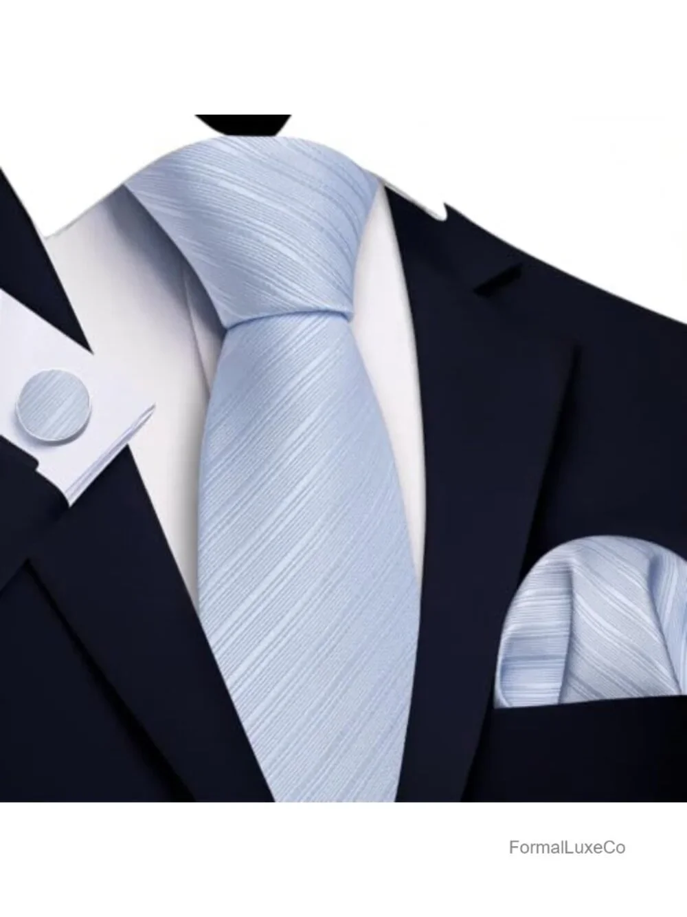 Silk Blend Tie Set with Pocket Square & Cufflinks Business Wedding